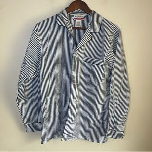 Manhattan Pajama Set Striped Button Down‎ Top Pants Medium Cotton Polyester